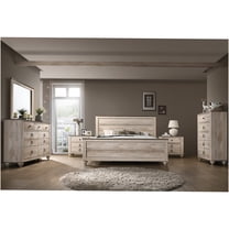 JERFIT 6-Piece Queen Bedroom Set in Walnut Brown, Modern Wood Bed Frame with Dresser, Mirror, 2 Nightstands and Chest