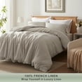 thumbnail image 2 of TOSMO 100% Linen Duvet Cover Set with Button Closure, 3 Pieces (1 Duvet Cover with 2 Pillowcases), Soft Breathable Durable Farmhouse Bedding, 2 of 6