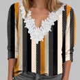 thumbnail image 3 of Towmus T Shirts for Women V neck 3/4 Sleeve Dressy Blouse Floral Print Tops Dressy Casual Pleated Elbow Sleeve Tees, 3 of 5