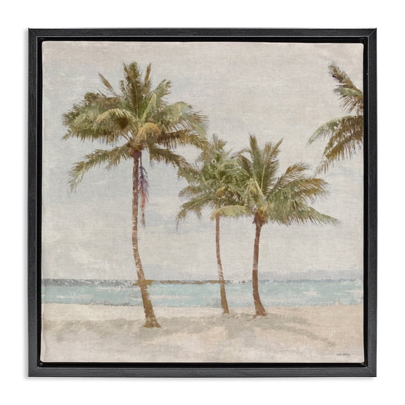 Stupell Industries Tropical My Favorite Beach Spot Black Floating Frame Canvas Art, 18 x 18, by Amber Sterling