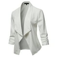 thumbnail image 1 of A2Y Women's Open Front Crepe Stretchable 3/4 Sleeve Office Blazer Jacket White XL, 1 of 6