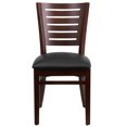 thumbnail image 4 of 2 Pk. Darby Series Slat Back Walnut Wood Restaurant Chair - Black Vinyl Seat, 4 of 8