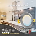 thumbnail image 3 of NuWatt 6'' Nickel Trim Ultra Slim 5CCT Selectable LED Canless Recessed Downlight, Dimmble 6PK, 3 of 9