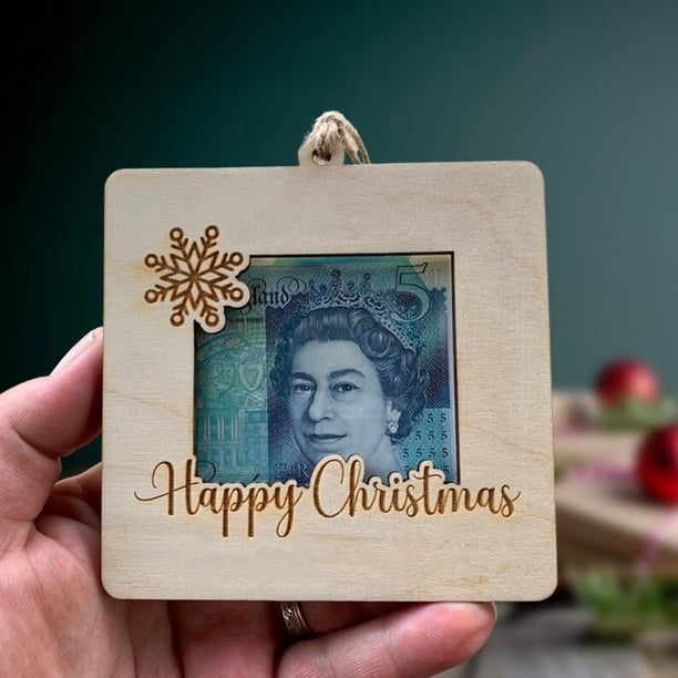 Fiudx Colgante Navideño con Diseño de Alce de Madera, Portamonedas con Sobre Rojo Único, Decoración Navideña Multiusos, Espejo de Coche, Árbol, Hogar, Accesorio de Regalo Personalizado, Tamaño de 4 P