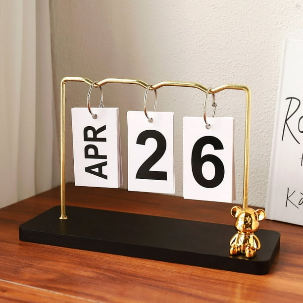 Calendario de metal con forma de oso, creativo y sencillo, para decorar la entrada de la sala de estar, escritorio, pequeño calendario de escritorio abatible