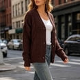 thumbnail image 5 of Atkumj Knit Sweater for Women Stylish V Neck Cable Knit Button Up Sweater Casual Loose Solid Color Womens Cardigan for Everyday Outfit 3XL, 5 of 6