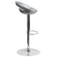 thumbnail image 6 of BizChair 2 Pack Contemporary Silver Plastic Adjustable Height Barstool with Rounded Cutout Back and Chrome Base, 6 of 8