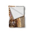 thumbnail image 2 of Kitten Soft Flannel Fleece Throw Blanket, Little Bengal Cats in Basket Cuddly Purebred Kitties Domestic Feline, Cozy Plush for Indoor and Outdoor Use, 50" x 60", Brown Pale Brown Beige, by Ambesonne, 2 of 6