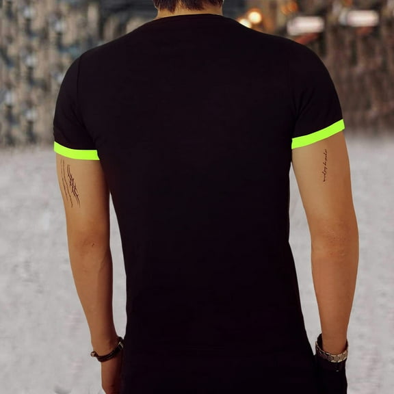 Aayomet Mens For T Shirts Mens Slim Fit T Shirt Contrast T Shirt Gradient Panel Short Sleeve Cotton Top Anime T Shirts,Green M