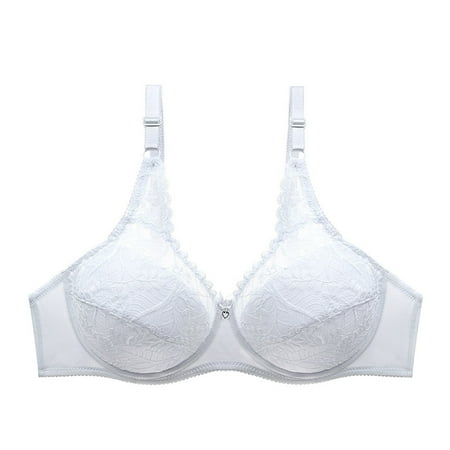 

Dadaria Lace Bralettes for Women with Support Lace With Steel Ring Solid Color Double Breasted Push Up Bra White L Female
