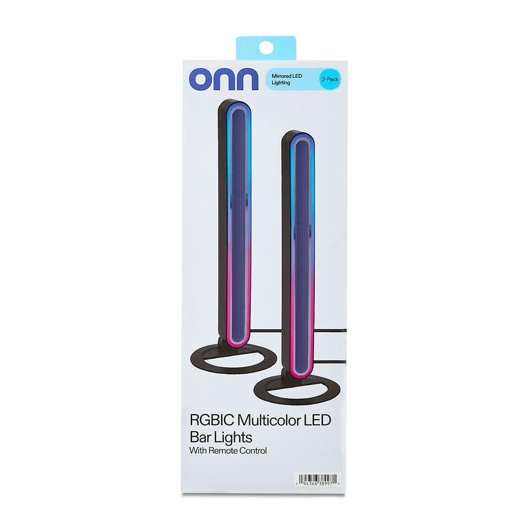 Onn+ RGBIC Multicolor LED Light Bar 2 Pack with Mirrored Design