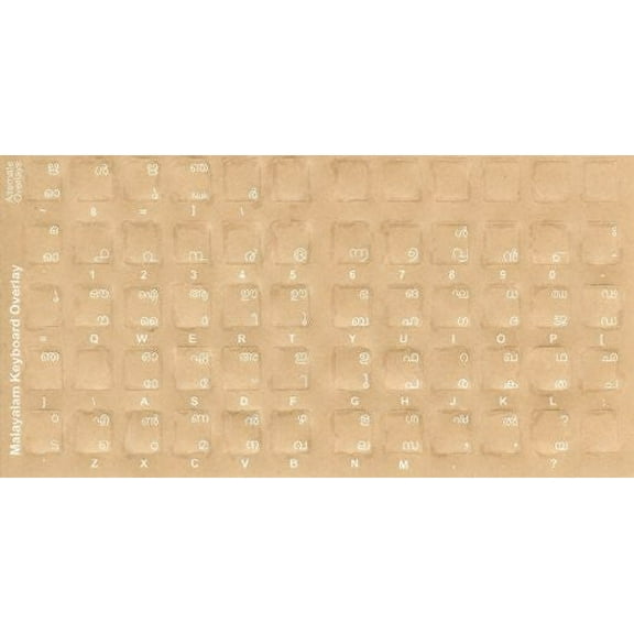 Malayalam Keyboard Stickers - Overlays with White Characters for Black Computer Keyboard