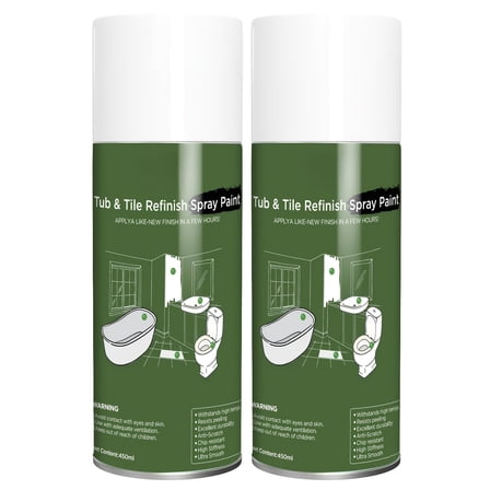 450ml white 2 pcs ceramic spray paint, suitable for DIY coatings such as countertops, bathtubs, vases, bathrooms, etc