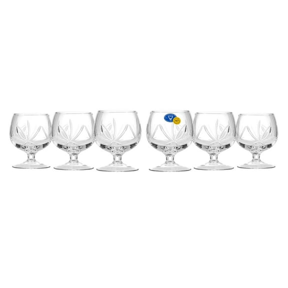 Set of 6 Crystal Brandy Glassware and Drinkware Set - 10 oz