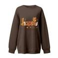 thumbnail image 4 of Wang6 Womens Plus Size Thanksgiving Sweatshirts Trendy Long Sleeve Hoodless Pullovers Crew Neck Letter Printed Graphic Tshirts Loose Fit Tops Y_Brown M, 4 of 4