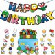 thumbnail image 4 of Nuevo tema de Mario, decoración de fiesta de cumpleaños, carta, bandera, pastel, tarjeta, globo, conjunto, suministros de diseño JM, 4 of 5