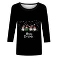 thumbnail image 3 of Christmas Tee Shirts for Women Casual Loose 3/4 Sleeve Tops Funny Red Wine Glass Graphic Pullover Fall Trendy Outfits, 3 of 4
