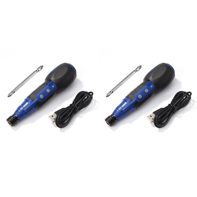 Destornillador de par grande con mango antideslizante y carga USB eléctrica azul