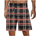 thumbnail image 2 of Fengqque Short Man Pajama Pants,Men's Sports Shorts Checkered Casual Loose Fit Shorts Summer Cool Shorts Casual Plaid Watermelon Red-C1 L(L), 2 of 5