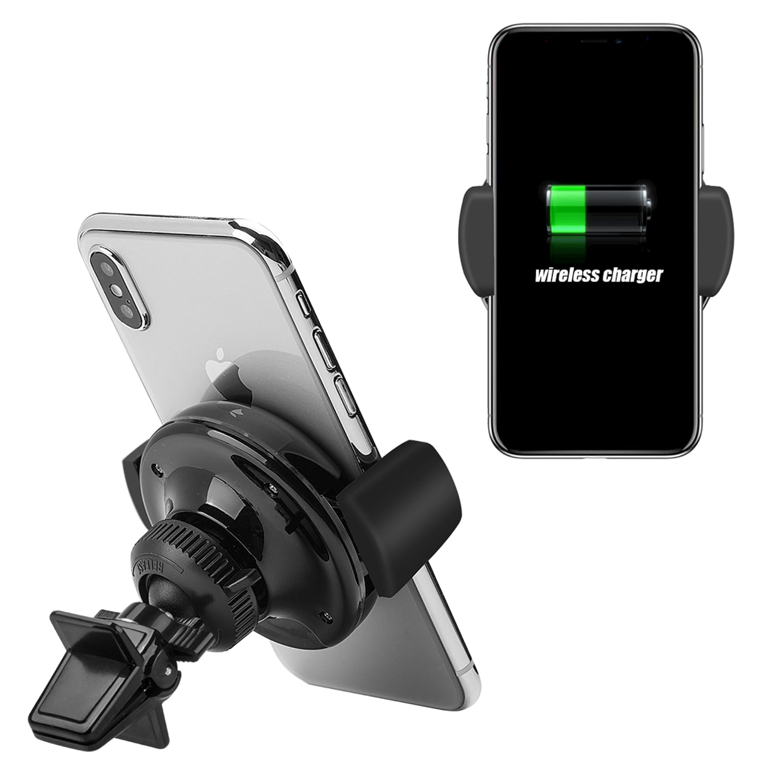 Wireless Car Charger Mount Qi Air Vent Holder with Retractable Cable Black Xiron 4350467778 Fast Wireless Charger for Samsung Galaxy Note 9 S8 Plus S7 Edge Apple iPhone XR iPhone 8 Plus All Qi-Enabled Devices 