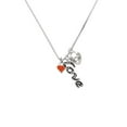 thumbnail image 2 of Delight Jewelry Silvertone Mini Two Sided Orange Heart - Love and Lock Charm Necklace, 18"+1", 2 of 4