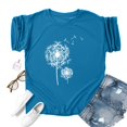 thumbnail image 5 of Summer Casual T Shirts for Women Dandelion Print Breathable Tee Crewneck Short Sleeve Ladies Top Blue XL, 5 of 5
