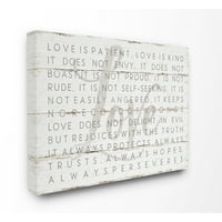Stupell Love Is Patient Grey on White Canvas Art, 16 x 20
