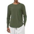 thumbnail image 3 of Men's Long Sleeve T-Shirt Nylon Spandex Quick Dry Running Top Athletic Training Shirt Moisture Wicking Workout Tee Breathable Gym Fitness Casual | Zenithor,Army Green L, 3 of 9