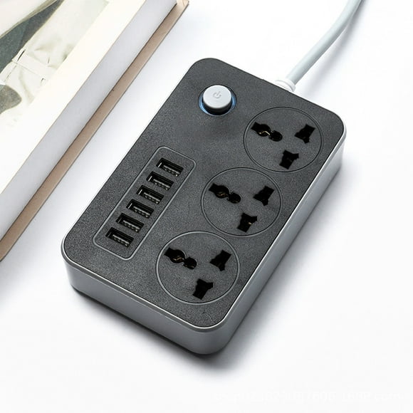 EGNMCR Household Multifunctional Bank Plug Standard Plug Perforated Band Switchs Plug Bar Wiring Board Line Length 6.5ft Socket With USB Plug, Gift