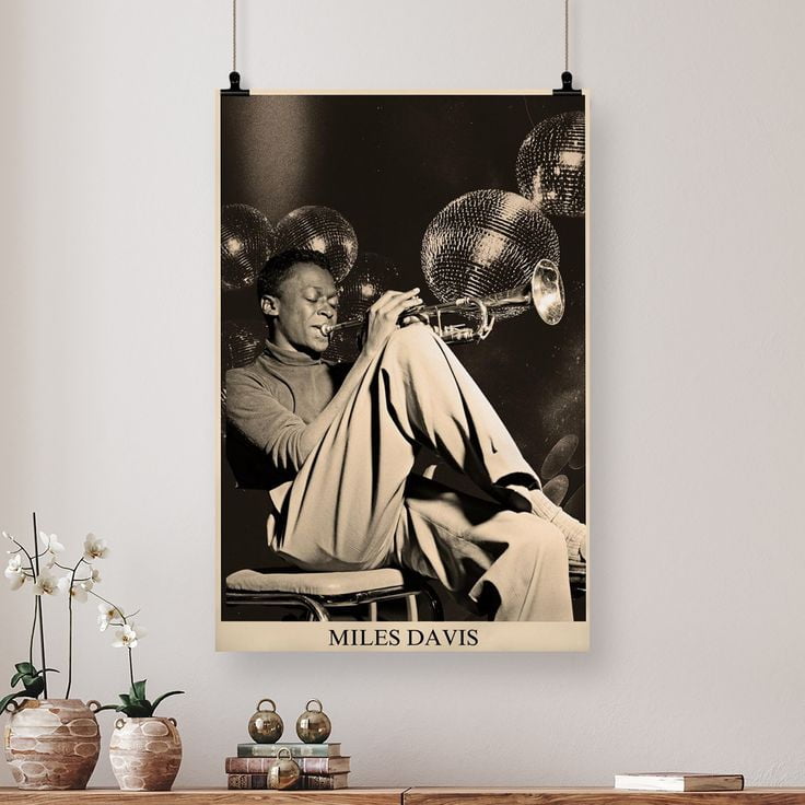 Music Poster- Miles Davis Poster - Jazz Art Vintage Style - Size