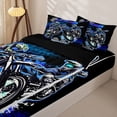 thumbnail image 3 of Erosebridal Graffiti Motocross Pattern Zipper Twin Comforter Sets with Fitted Sheet and 2 Pillowcases,Checkered Flag Print Zipper Bedding Set,Blue Black Green,Black Reversible, 3 of 6