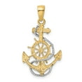 thumbnail image 3 of Real 14kt Two-Tone With Rhodium Anchor With Rope Pendant; for Adults and Teens; for Women and Men, 3 of 4