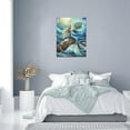 thumbnail image 6 of HFDF Mermaid Decor Wall Art Ocean Nautical Coastal Pictures Wall Decor Golden Vortex Sun Canvas Print Painting Artwork for Bathroom Living Room Bedroom 11x14inch Framed, 6 of 6