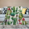 thumbnail image 2 of JRXY Flannel Throw Blanket, Fresh Cactus Flowers Lightweight Throw Blanket, Travel Blanket Cozy Plush Warm Blankets with 18x18 Inch Pillowcase for Bedroom Living Rooms Sofa Beds Office White, 2 of 6