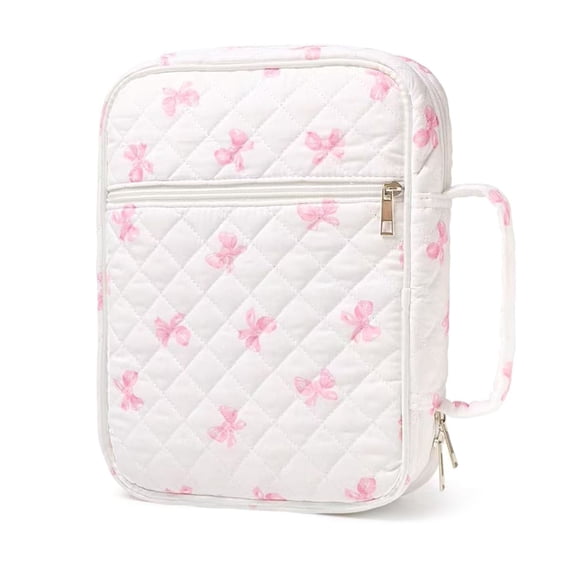 Reusable Quilted Book Bag Organizers with Zippered Pockets for Churches Travel, Study Essentials & Women's Accessories