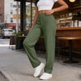 thumbnail image 7 of hoksml Women's High Waist Straight Leg Pants Stretchy Elastic Back Waist Casual Trousers with Side Pockets, 7 of 7