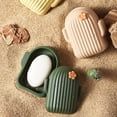 thumbnail image 2 of Soap Dish Self Draining Soap Dish with Lid Shower Bar Soap Holder Tray with Drain Soap Saver for Kitchen Bathroom Accessories (Cactus Shape), 2 of 8