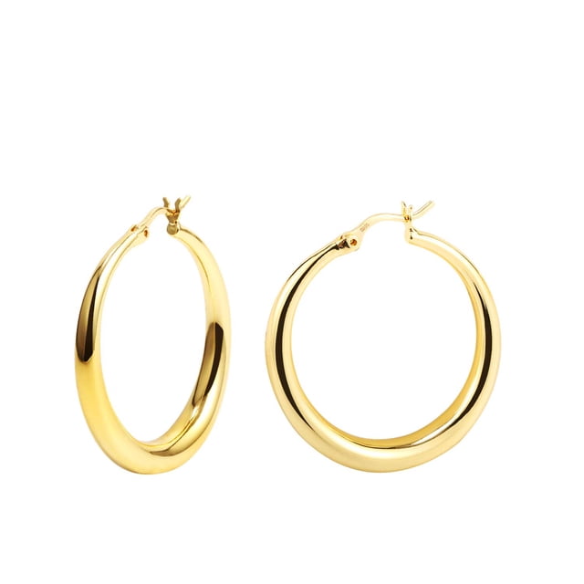 Pendientes tipo argolla ALEXCRAFT de plata de ley 925 chapados en oro de 14 quilates