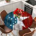 thumbnail image 2 of American Star Retro Round Tablecloth 45-54 Inch Round Fitted Table Cloth with Elastic Edge, USA Teal Red Star Vintage 4th of July Waterproof Table Cover Protector for Outdoor Picnic Party Dining, 2 of 9