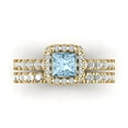 thumbnail image 2 of Clara Pucci 18K Yellow Gold Princess Cut 0.75Ct Natural Sky Blue Topaz Engagement Ring + Matching Band - Luxury Box Included, 2 of 7