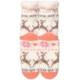 thumbnail image 2 of Women's Christmas Printed Sherpa Lined Cozy Thermal Non-Skid Grip Socks (Deer, Size:9-11), 2 of 3