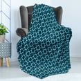 thumbnail image 4 of Retro Soft Flannel Fleece Throw Blanket, Vintage Geometric Arrangement with Rhombuses and Star Shapes Illustration, Cozy Plush for Indoor and Outdoor Use, 70" x 90", Dark Blue Pale Blue, by Ambesonne, 4 of 5