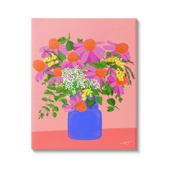 Stupell Industries Pink Country Daisies Botanical & Floral Painting Gallery Wrapped Canvas Art Print Wall Art, 16 x 20