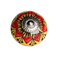 thumbnail image 2 of Knob-676685044976 It Vintage Peint à la Main en Céramique Ronde Knob Set - Jaune & Rouge - Pack de 8, 2 of 3