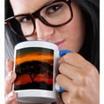 thumbnail image 2 of 3dRose, Sunrise over acacia trees, Etosha NP, Namibia, Africa., 15oz Two-Tone Blue Mug, 2 of 7