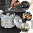 thumbnail image 4 of Yayeee Ashtray with Lid for Cigarette Smokeless Stainless Steel Home Ash Holder, Light Blue Shimmering Pattern, 4 of 7