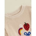 thumbnail image 5 of Musuos Toddler Girls Autumn Winter Knit Sweater 6 12 18 24M 3 4T Long Sleeve Rainbow Floral Bow Strawberry Embroidery Pullover Knitwear, 5 of 8