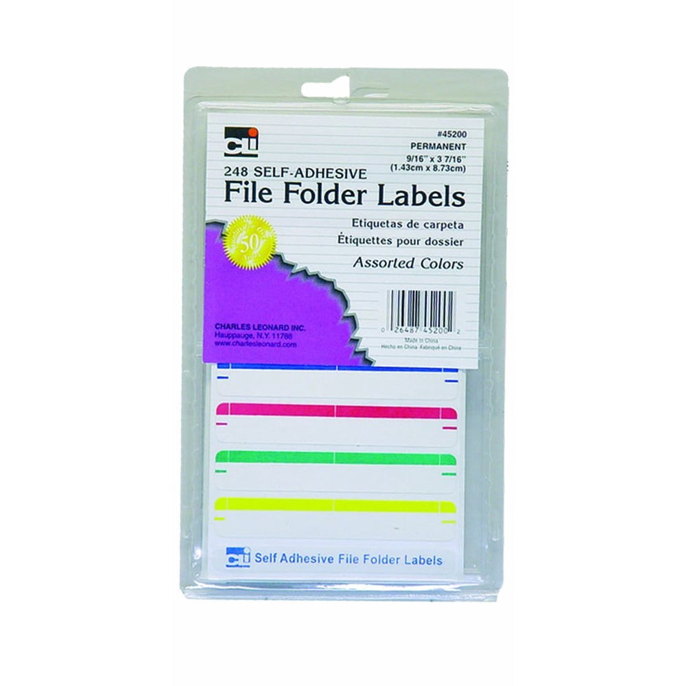 Inc. File Folder Labels, 0.56 x 3.43 Inches, Assorted, 248/box (45200), Self-sticking labels By ...