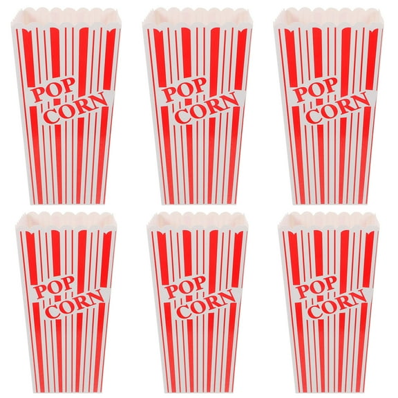 UPGRATOR Paper Popcorn Containers Popcorn Paper Cups Black 6Pcs 7.47X3.93X3.93in