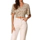 thumbnail image 1 of INSPIRAR CHIC Blusas Cortas de Manga Corta con Cuello en V de Verano con Estampado Floral XS Amarillo Claro, 1 of 6